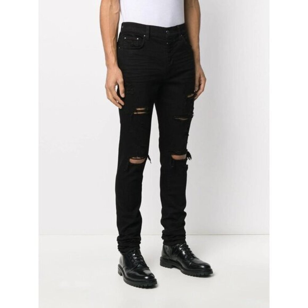 Amiri Men's Destroyed Black Skinny Jeans SZ 32 UK NEW